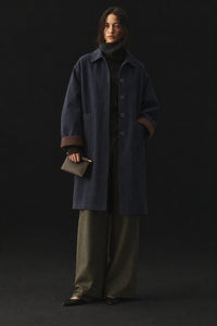 KADİFE DETAYLI OVERSIZE TRENÇKOT