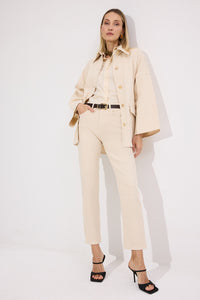 BELİ LASTİKLİ DENİM PANTOLON