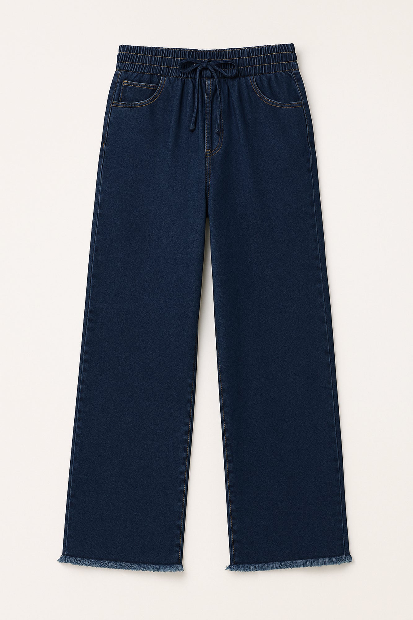 BELİ LASTİKLİ DENİM PANTOLON
