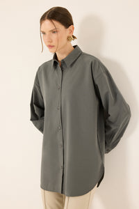 OVERSIZE FİT POPLİN GÖMLEK