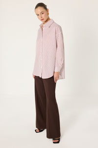 İNCE ÇİZGİLİ OVERSIZE GÖMLEK