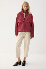 ÖNDEN CEPLİ DİK YAKA PELÜŞ SWEATSHIRT