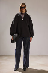 DİK YAKA OVERSIZE 3 İPLİK SWEATSHIRT