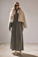 BELİ LASTİKLİ VİSKON MAXI ELBİSE