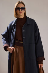 KADİFE DETAYLI OVERSIZE TRENÇKOT