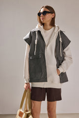 KAPÜŞONLU FERMUARLI OVERSIZE SWEATSHIRT