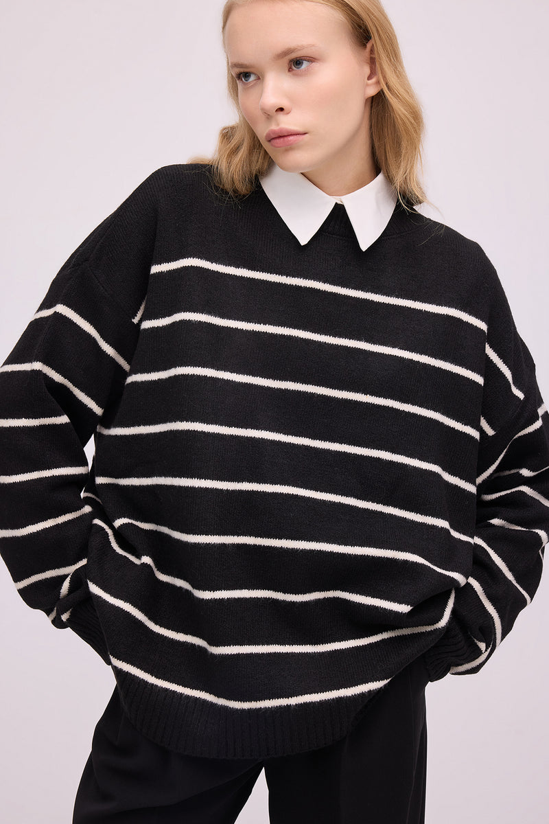 ÇİZGİLİ OVERSIZE TRİKO KAZAK – Touche Prive