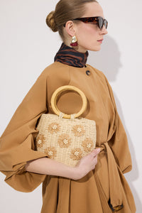 ÇİÇEK MOTİFLİ HASIR ÇANTA