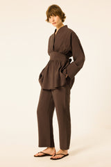 PEPLUM TUNİK BELİ LASTİKLİ PANTOLON TAKIM